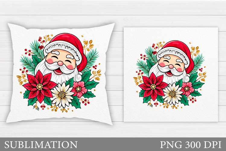Santa Claus Pillow Design. Christmas Pillow Sublimation