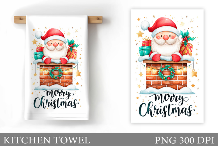 Santa Claus Kitchen Towel Design. Christmas Kitchen Towel