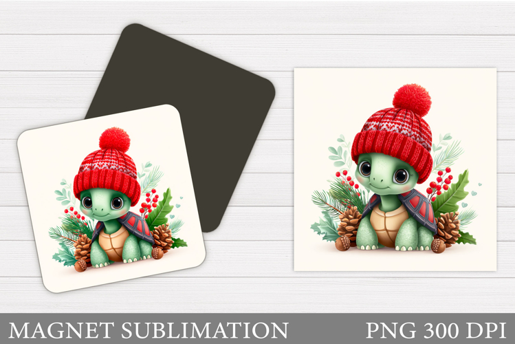 Christmas Turtle Magnet. Christmas Magnet Sublimation