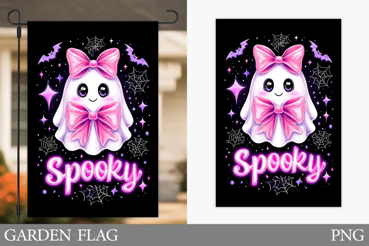 Ghost Garden Flag Sublimation. Halloween Garden Flag Design