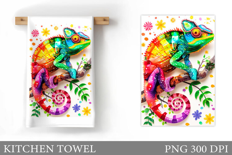 Chameleon Kitchen Towel Design. Chameleon Sublimation example image 1
