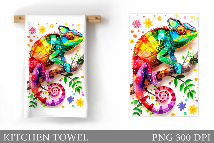 Chameleon Kitchen Towel Design. Chameleon Sublimation