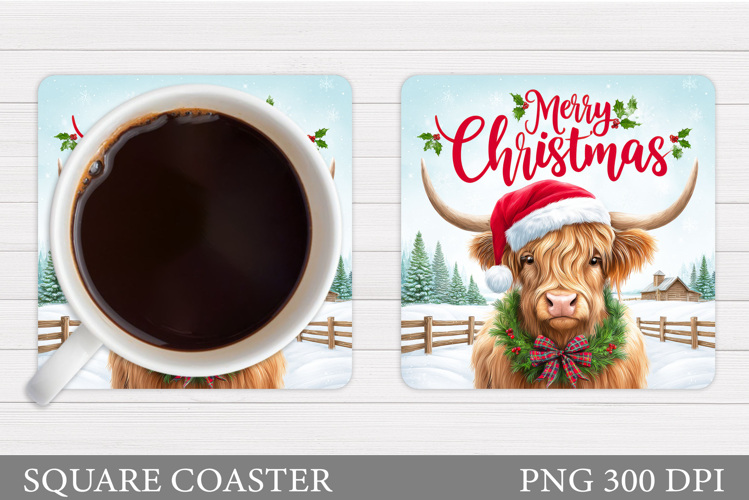 Christmas Cow Coaster. Christmas Cow Coaster Sublimation