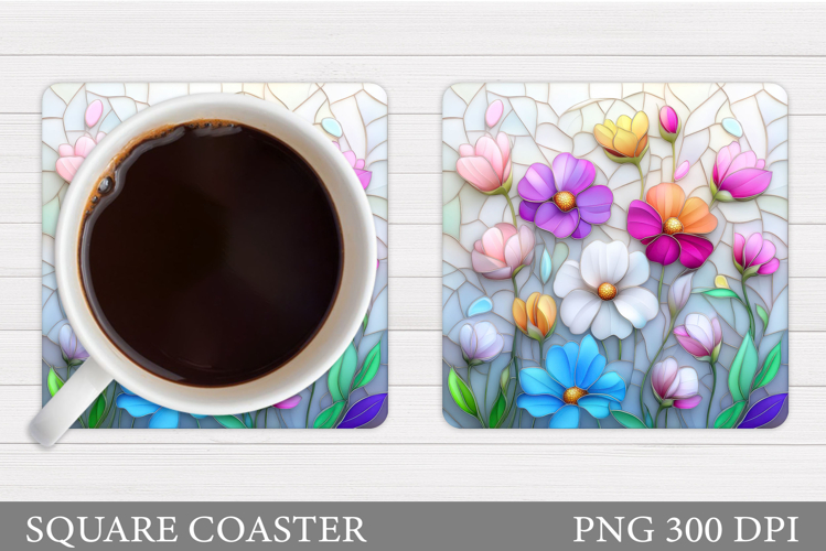 Wildflowers Coaster Design. Flowers Coaster Sublimation