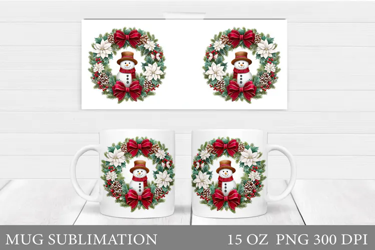 Cute Snowman Mug Design. Christmas Mug Sublimation