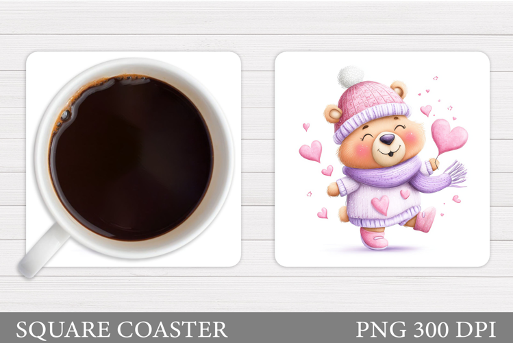 Valentines Bear Coaster. Valentines Coaster Design
