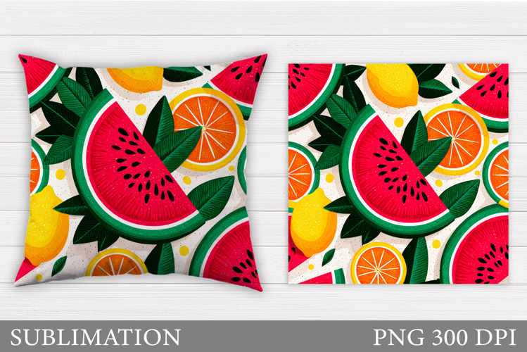 Fruits Pillow Design. Summer Pillow Sublimation