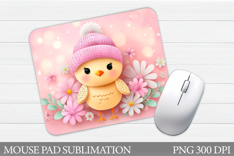 Cute Chick Mouse Pad Design. Flowers Mouse Pad Sublimation