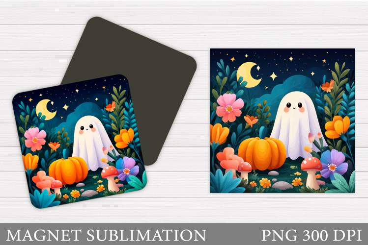 Cute Ghost Magnet Design. Halloween Pumpkin Magnet