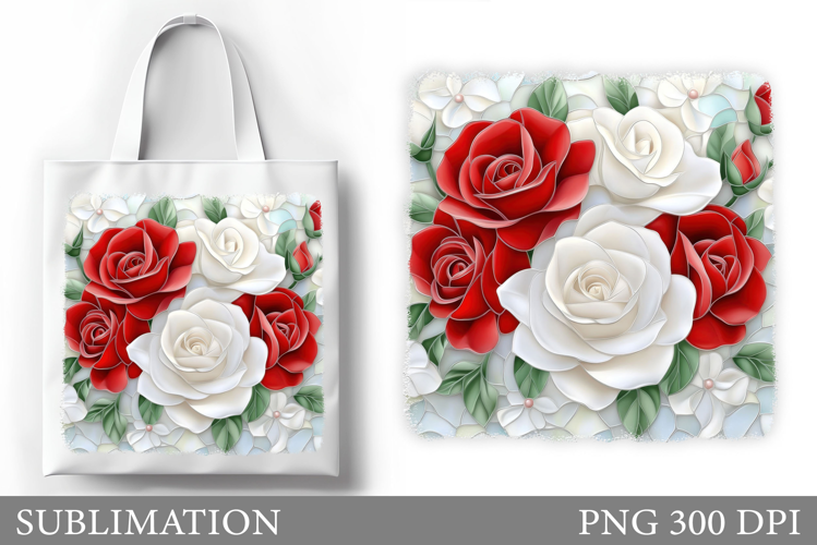 Roses Tote Bag Design. Flowers Roses Sublimation