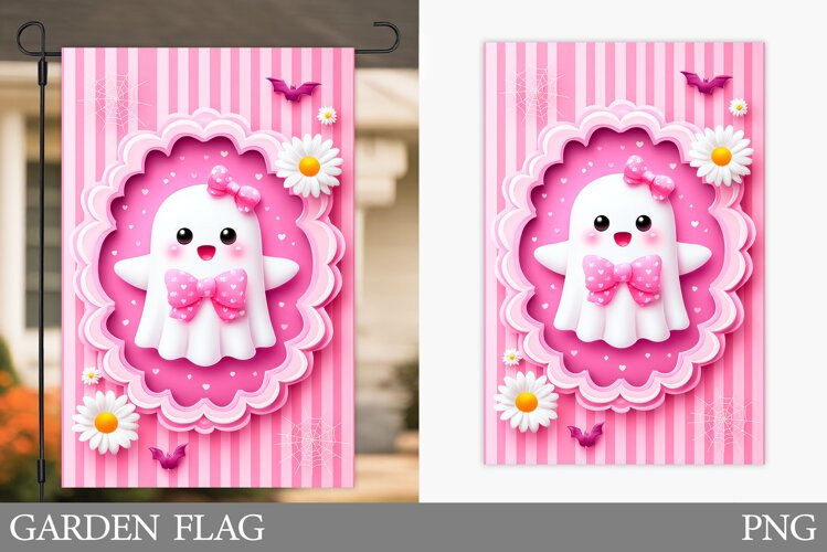 Ghost Garden Flag Sublimation. Halloween Garden Flag Design example image 1