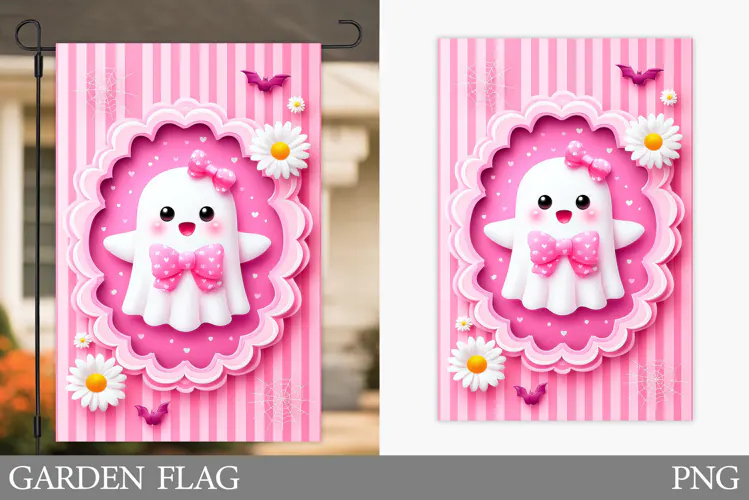 Ghost Garden Flag Sublimation. Halloween Garden Flag Design