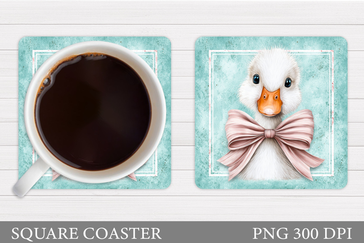 Cute Goose Coaster Sublimation. Goose Flowers Coaster Design