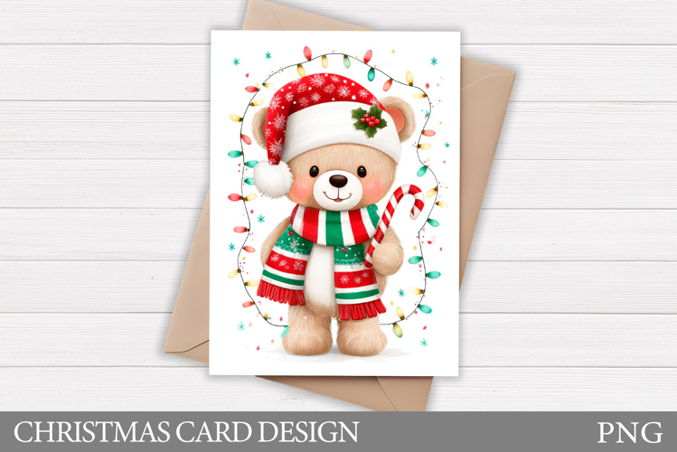 Christmas Bear Card Design. Christmas Card Printable