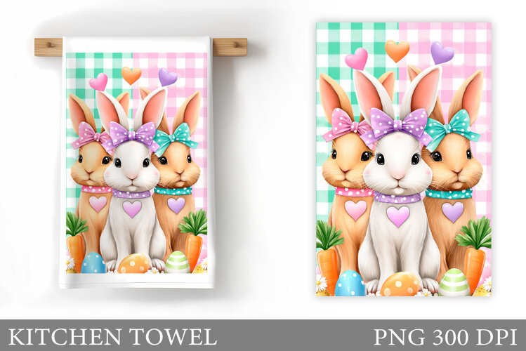 Easter Bunny Kitchen Towel . Easter Kitchen Towel Design example image 1