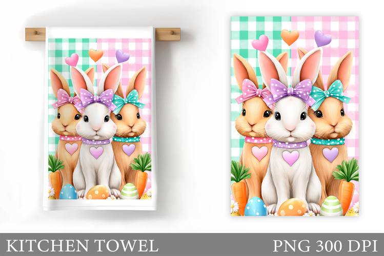 Easter Bunny Kitchen Towel . Easter Kitchen Towel Design