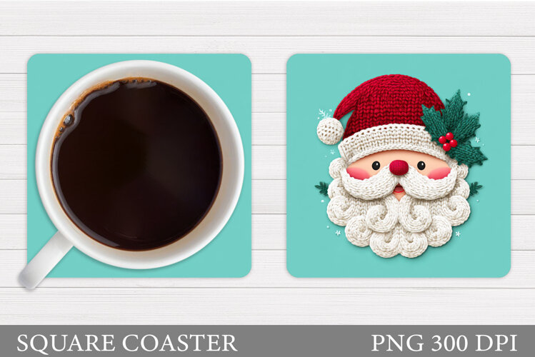 Cute Santa Coaster Sublimation. Santa Claus Coaster Design example image 1