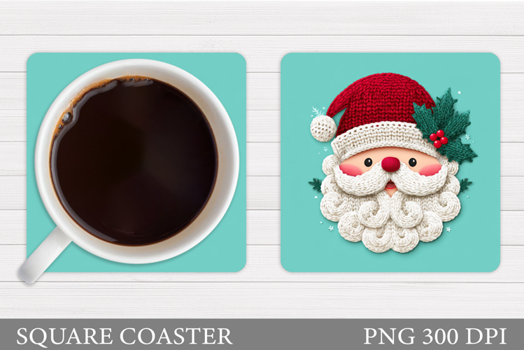 Cute Santa Coaster Sublimation. Santa Claus Coaster Design