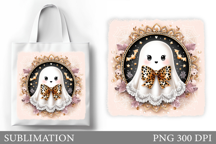 Cute Ghost Tote Bag Design. Cute Halloween Sublimation