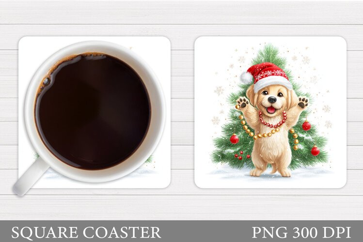 Christmas Dog Coaster. Christmas Coaster Sublimation example image 1
