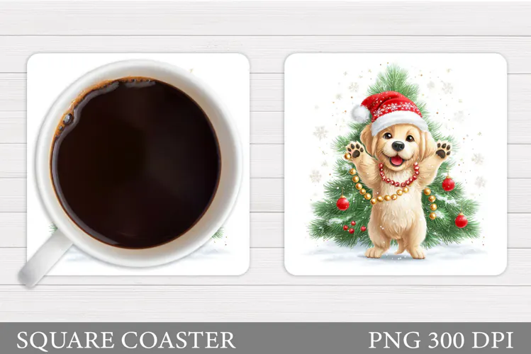 Christmas Dog Coaster. Christmas Coaster Sublimation