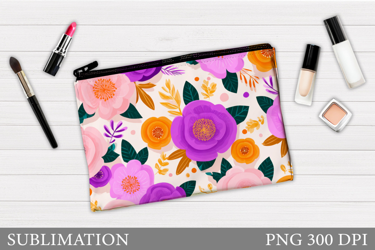 Flowers Makeup Bag Design. Floral Cosmetics Bag Sublimation