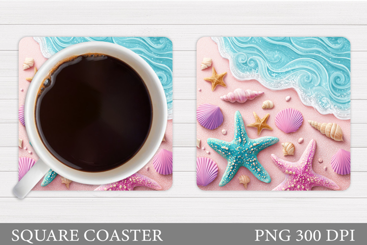 Beach Coaster Sublimation. Sea Coaster Design