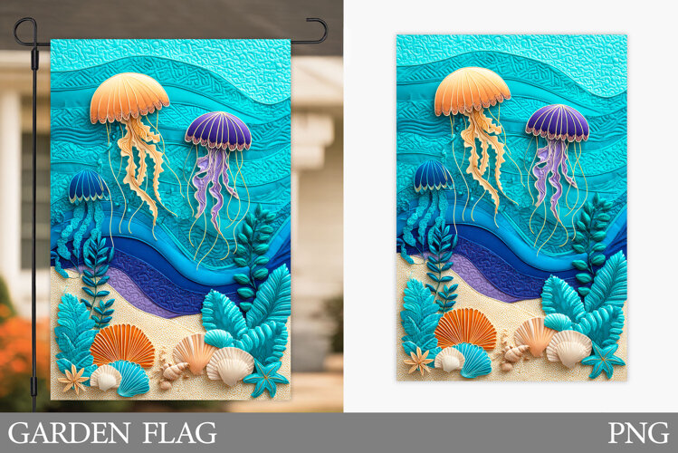 Jellyfish Garden Flag Design. Jellyfish Sublimation example image 1