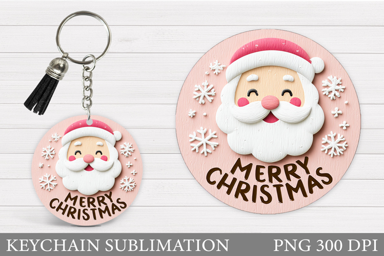 Cute Santa Claus Keychain. Christmas Keychain Sublimation