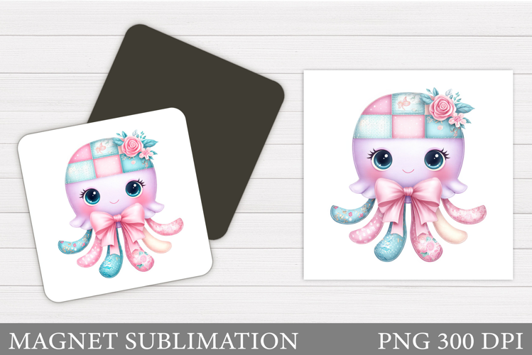 Patchwork Jellyfish Magnet. Cute Jellyfish Magnet Design