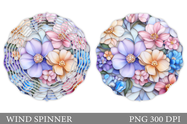 Flowers Wind Spinner Design. Floral Wind Spinner Sublimation