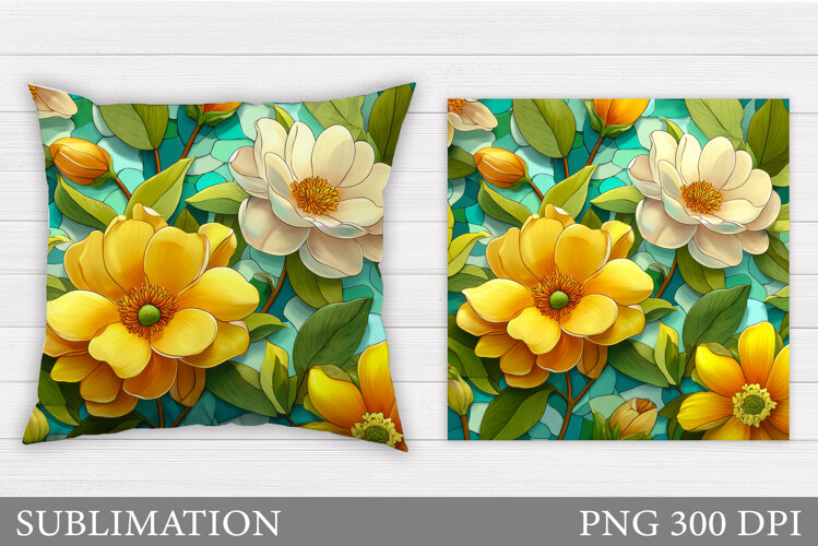 Floral Pillow Design. Flowers Pillow Sublimation example image 1