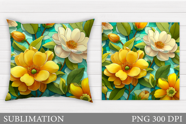Floral Pillow Design. Flowers Pillow Sublimation