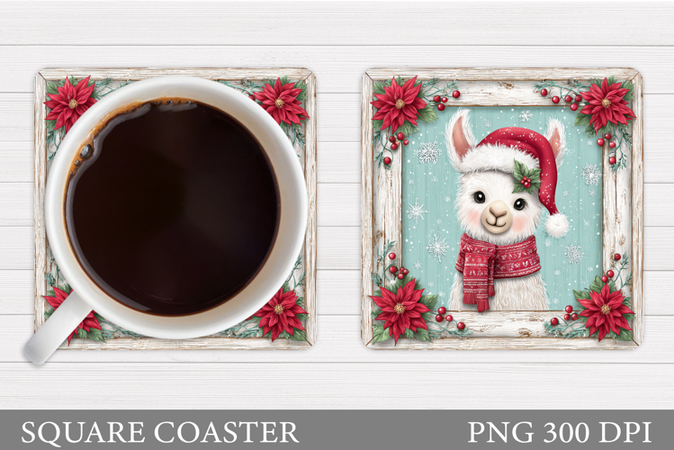 Christmas Lama Coaster Design. Christmas Coaster Sublimation