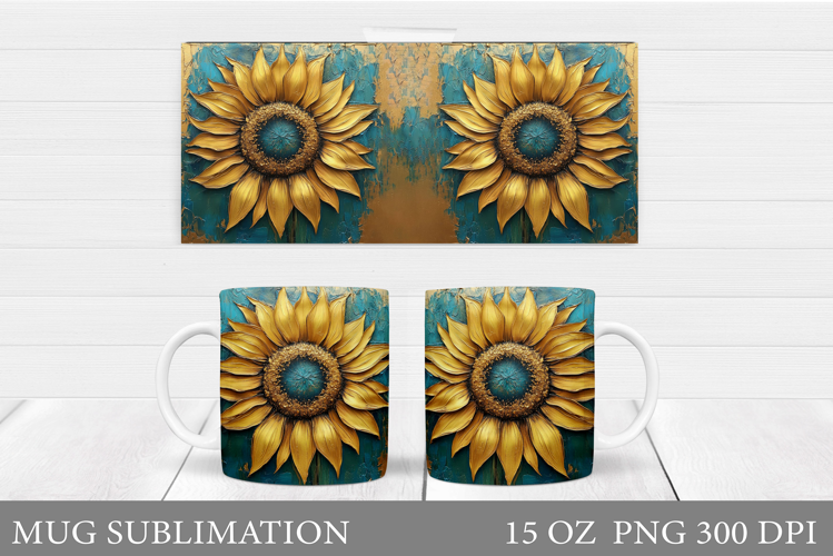 Sunflowers Mug Sublimation. Flowers Mug Wrap Design