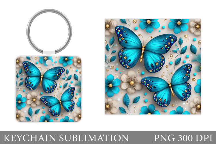 Butterflies Keychain Design. Butterfly Square Keychain