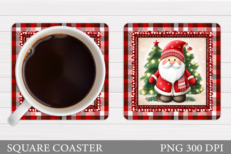 Cute Santa Coaster Sublimation. Santa Claus Coaster Design