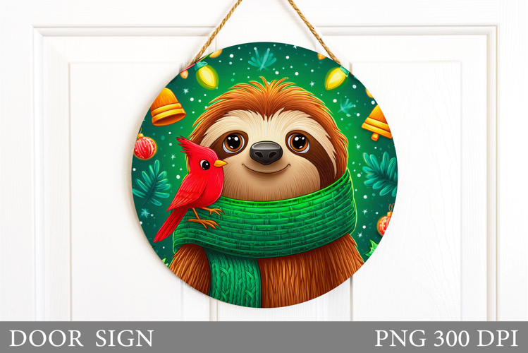 Christmas Sloth Door Sign. Christmas Door Sign Sublimation