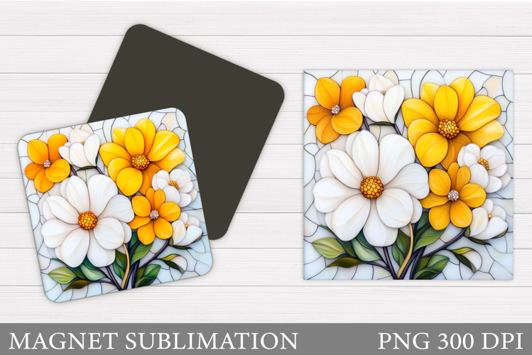 Flowers Square Magnet Design. Flowers Magnet Sublimation