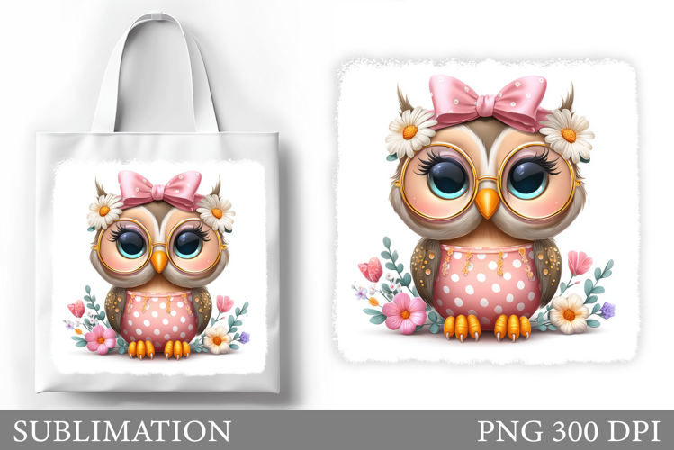 Owl Tote Bag Sublimation. Cute Owl Sublimation