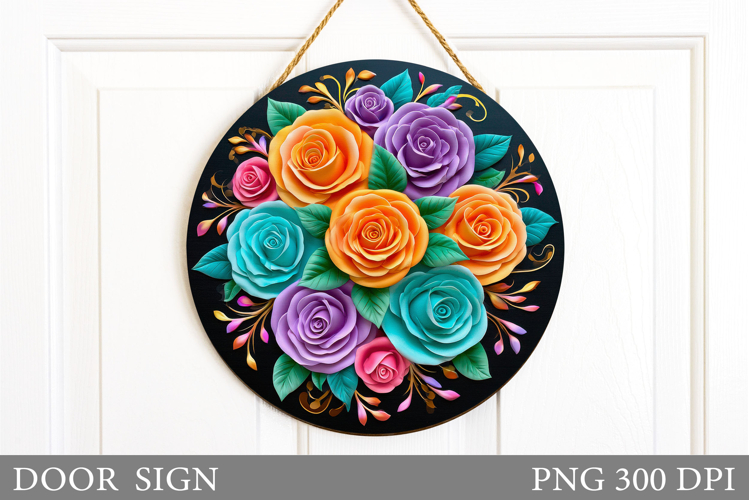 Roses Door Sign Sublimation. Flowers Door Sign Design