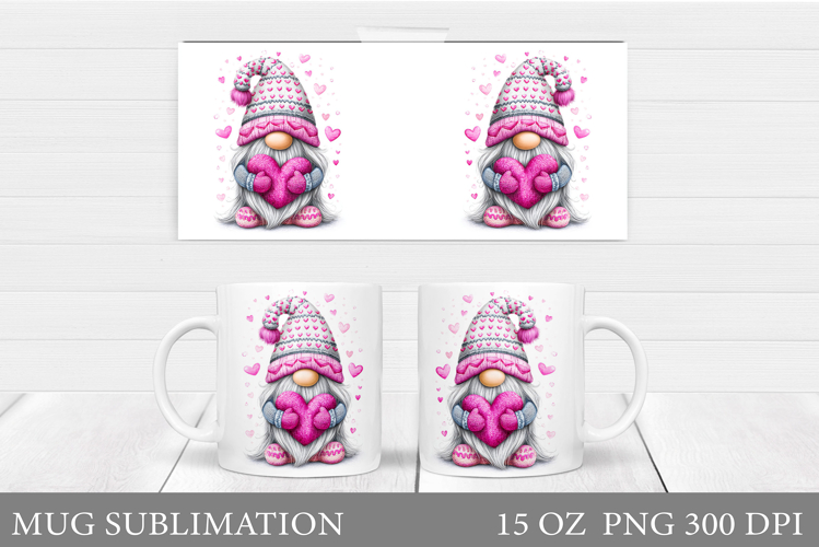 Valentines Gnome Mug. Valentines Mug Sublimation