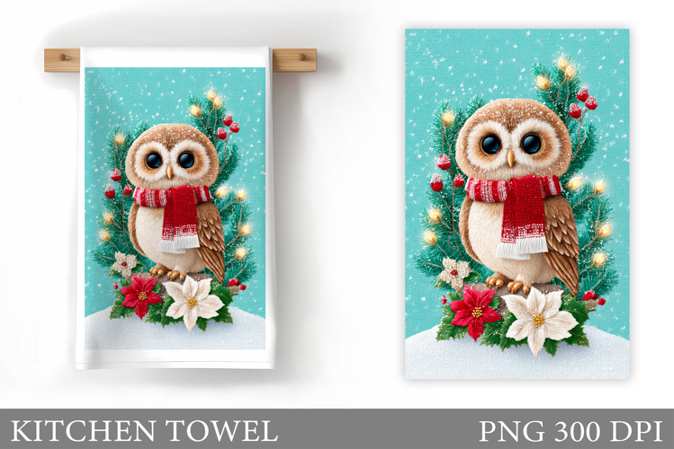 Christmas Owl Kitchen Towel. Christmas Owl Kitchen Towel