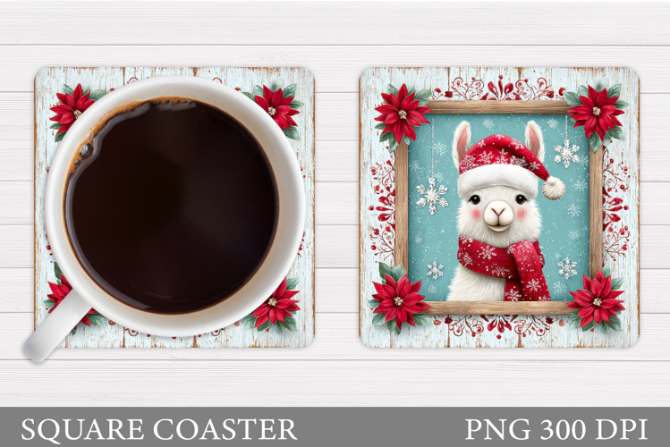 Christmas Lama Coaster Design. Christmas Coaster Sublimation