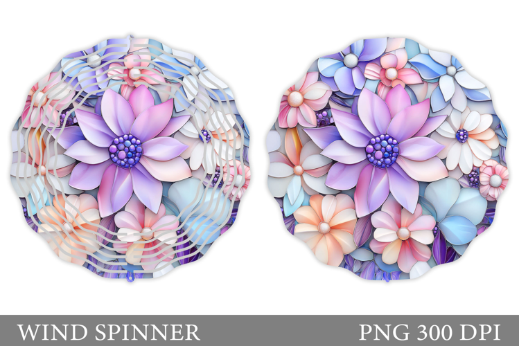 Floral Wind Spinner Sublimation. Flowers Wind Spinner Design