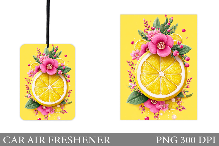 Lemons Car Air Freshener Design. Lemons Sublimation