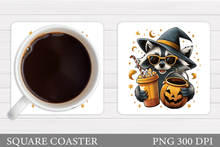 Halloween Raccoon Coaster. Halloweens Coaster Sublimation