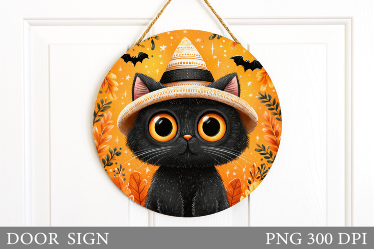 Black Cat Door Sign Design. Black Cat Sublimation