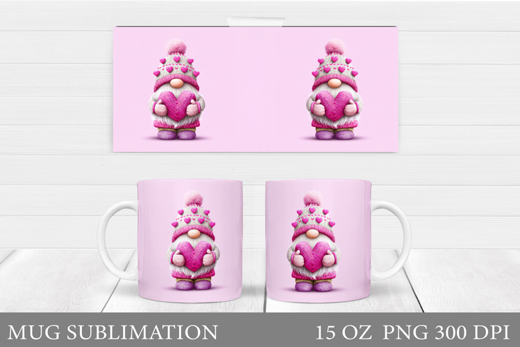 Valentines Gnome Mug. Valentines Mug Sublimation