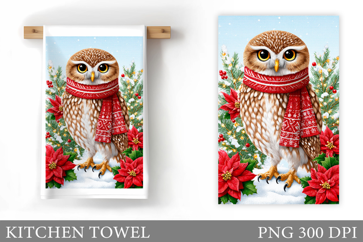 Christmas Owl Kitchen Towel. Christmas Owl Kitchen Towel